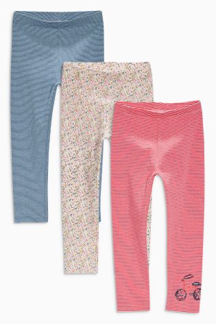 Navy/Pink Embellished Leggings Three Pack (3mths-6yrs)